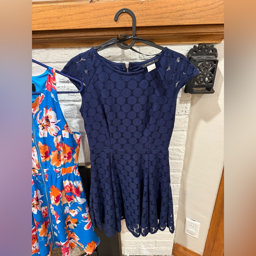 Chic Navy Blue Lace Dress